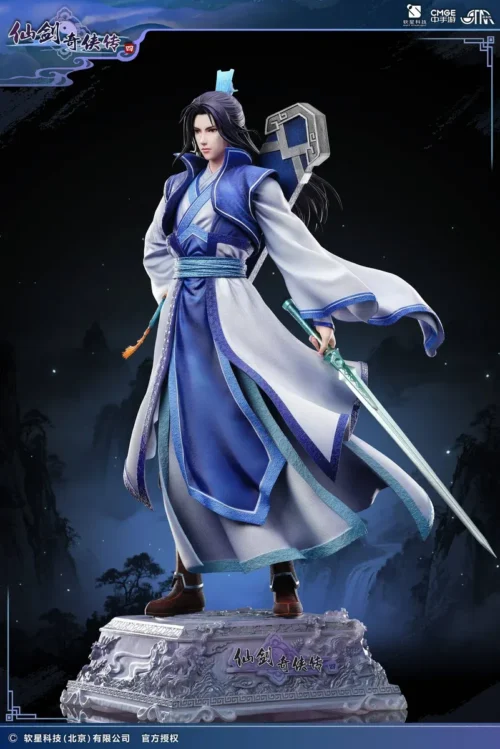 This limited 288-unit officially licensed 1/4 Murong Ziying statue from Sword and Fairy 4 stands in blue-and-white robes with a sword on a jade base.