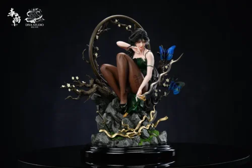"Limited 1/4 Tian Yi He Original Oriental Fantasy Resin Statue: detailed gallery views of ethereal figure, flowing robes, intricate crane, and lotus."