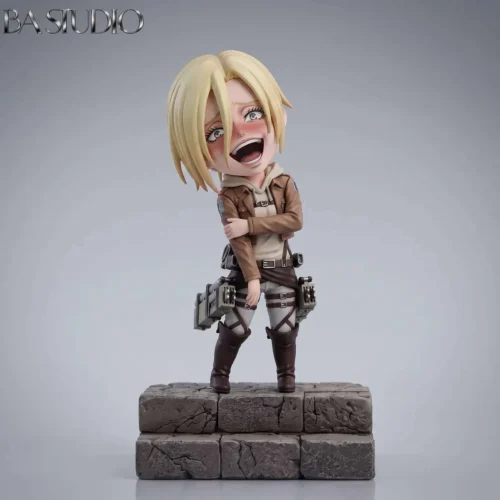 "Limited Edition SD Annie Leonhart Maniacal Laugh Attack on Titan figure, showcasing artistic sculpture details and her chilling pose."