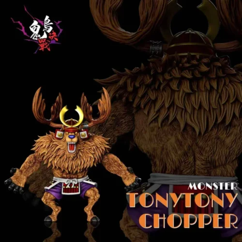 "Dynamic A+ Studio One Piece Monster Point Chopper statue in a powerful, rampaging battle pose, showcasing the iconic character's strength."