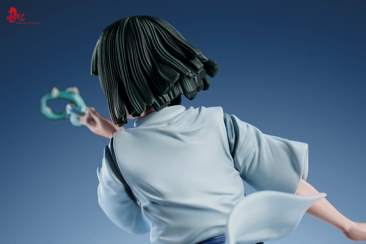 "Huiyi Studio's sharp Spirited Away Haku Dragon statue, featuring crisp details and mystical blowing scales on its elegant dark wood base."