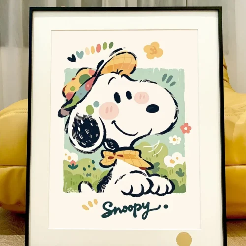 "Collector's Edition Snoopy and Woodstock characters shine in this Van Gogh-inspired Starry Night fine art print, a limited edition piece."