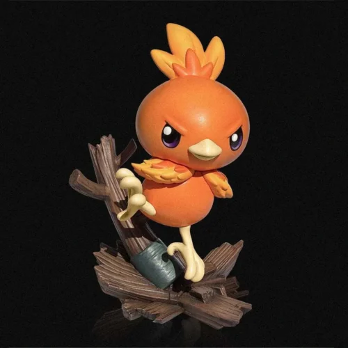 "Charming 1/10 Torchic Pokémon figure by MiuMiu Studio, a tranquil collectible statue in a relaxed, everyday scene with subtle natural details."