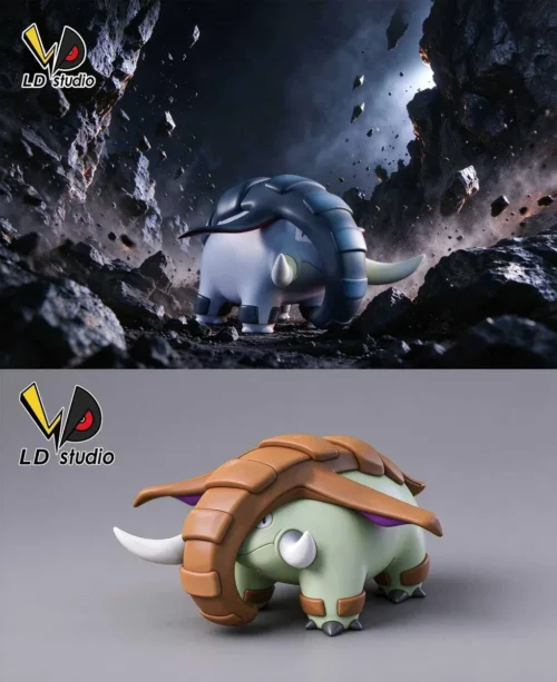 "Premium Limited Edition Donphan Pokemon Resin Figure. Dynamic pose on arid terrain, showcasing its powerful essence and exquisite detail."