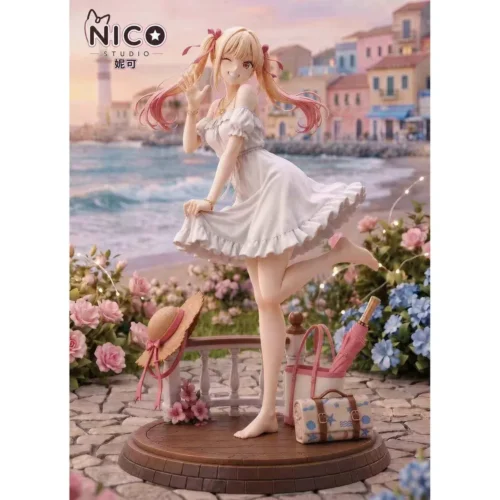 "Limited edition 1/6 Marin Kitagawa Holiday resin statue captures her vibrant, playful summer energy. A premium My Dress-Up Darling collectible."