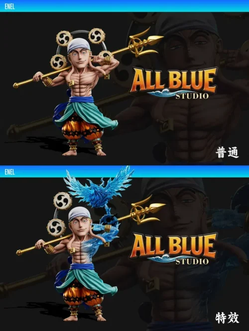 "Premium God Enel One Piece statue captures his dynamic, electrifying power and menacing presence with exquisite detail."