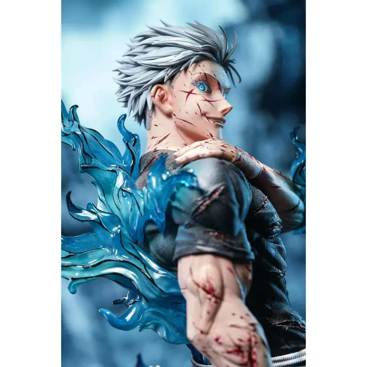"Gojo Satoru 1/6 Jujutsu Kaisen LED statue, capturing a dynamic pose with powerful illuminating effects and premium hand-painted details."