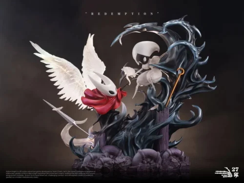 "Exquisite Limited Edition LED Hollow Knight Statue of The Knight. Dynamic pose, glowing wings, atmospheric base."