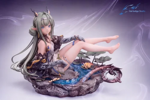 "Limited Edition 1/6 Sì Arknights Endfield statue by Ciel Indigo Studio, featuring dynamic sci-fi warrior in action on an intricate mechanical base."