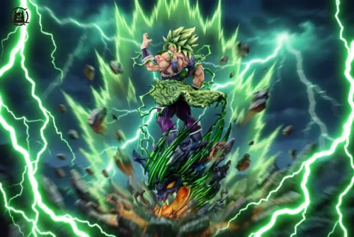 "Dynamic, ultra-limited Dragon Ball Broly Recollection LED statue by Yishou Studio, featuring an imposing, powerful Broly engulfed in captivating LED."