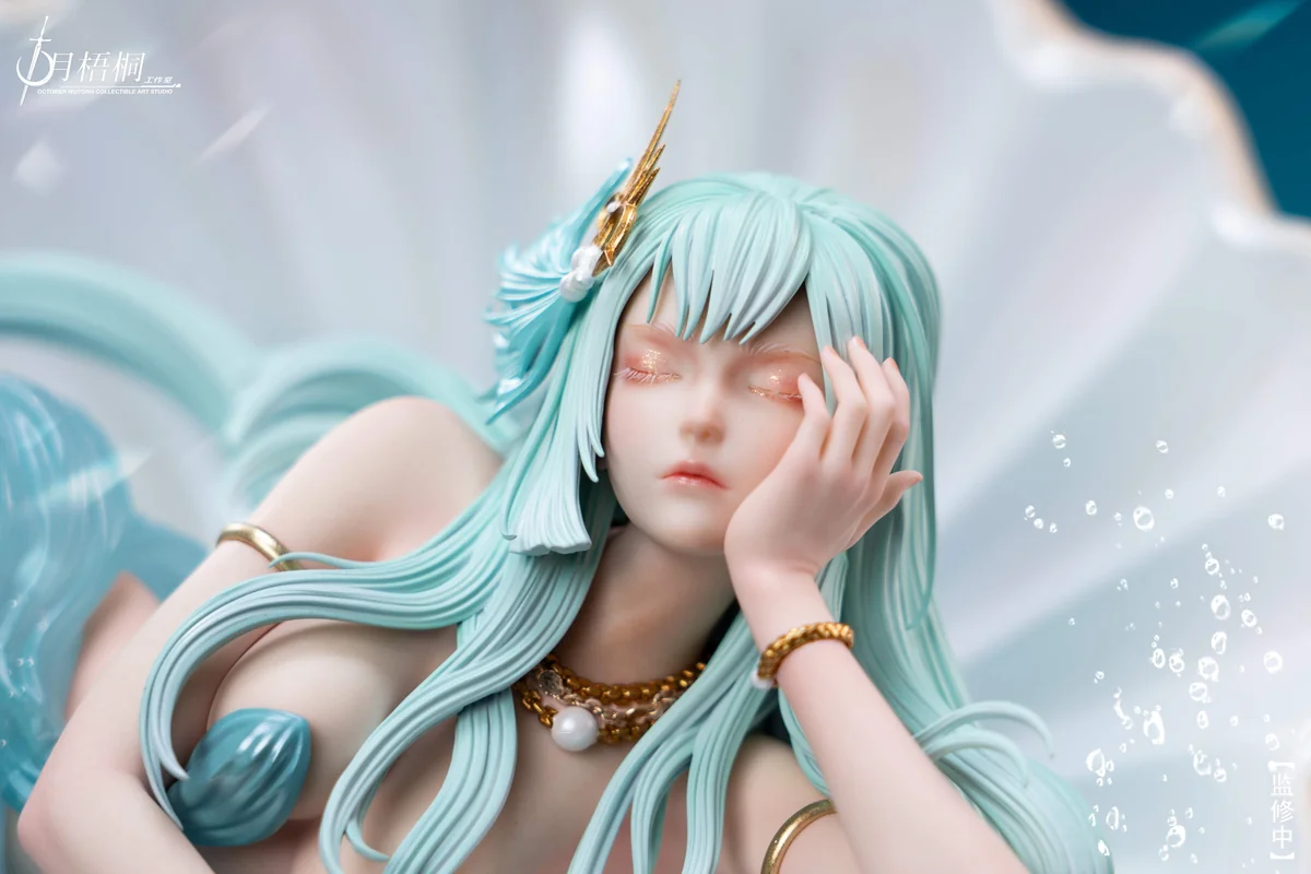 "Exquisite Haishe Clam Girl 1/6 original resin statue, revealing ethereal spirit and intricate aquatic base."
