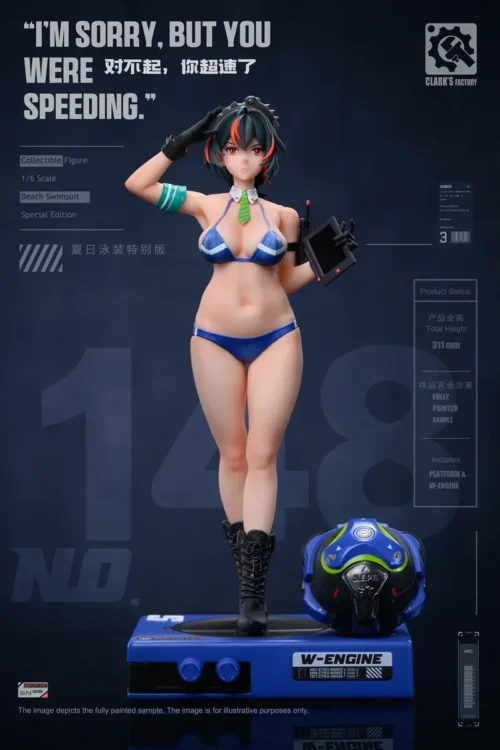 "Exclusive 1/6 Zhu Yuan Summer Swimsuit GK figure showcasing the charismatic Zenless Zone Zero character in a dynamic, playful summer pose."