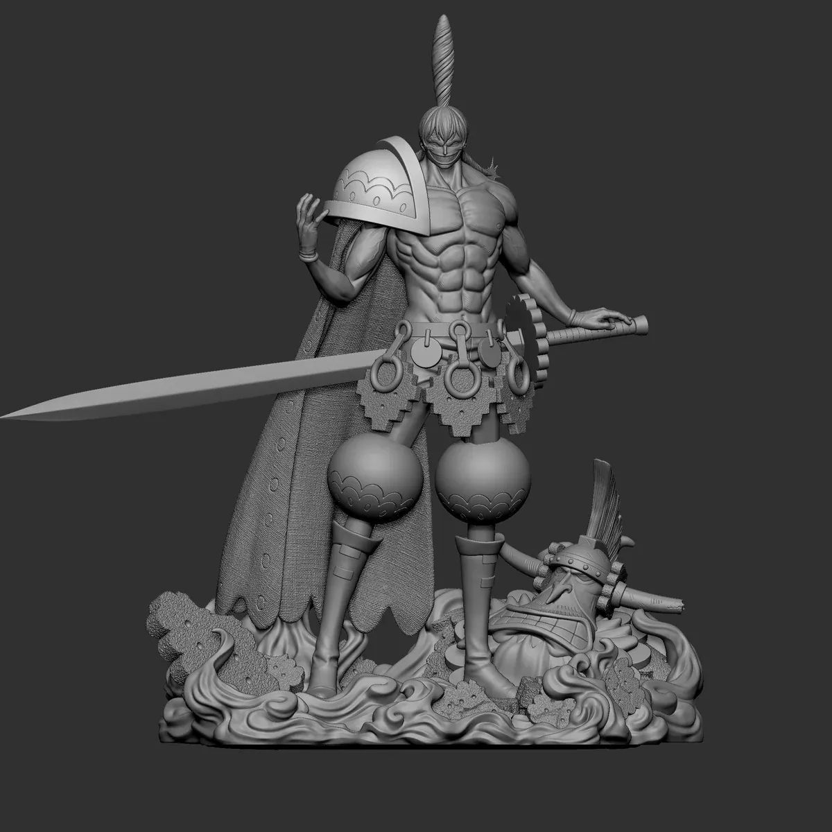 Charlotte Cracker figure statue reveals flamboyant biscuit armor, shield, giant pretzel sword, and dynamic biscuit base in a limited 38-unit run.