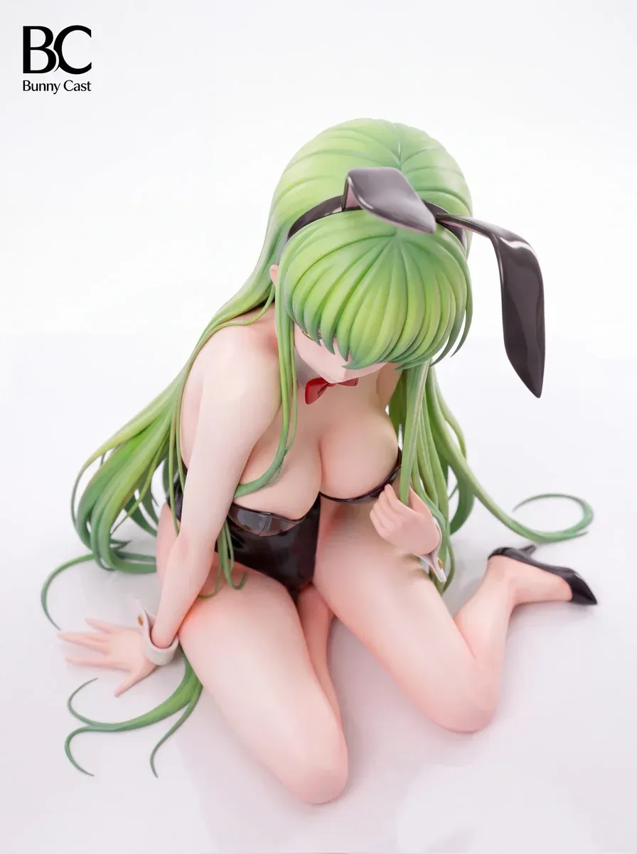 "Captivating 1/6 scale C.C. Bunny Girl Code Geass statue showcasing sophisticated charm and intricate details from various angles."