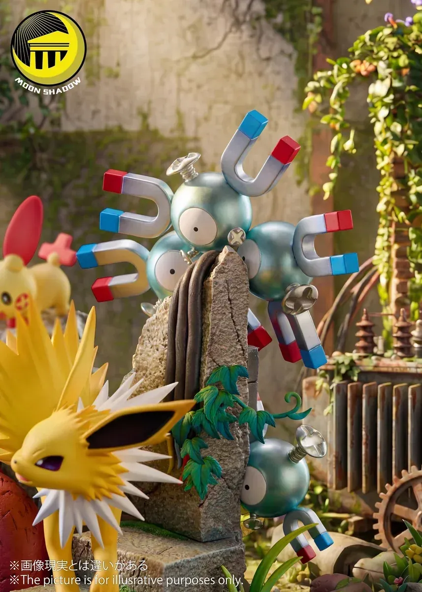 "Dynamic Jolteon & Friends Pokemon resin statue from Moon Shadow Studio, showcasing vibrant electric effects and its connectable diorama base."