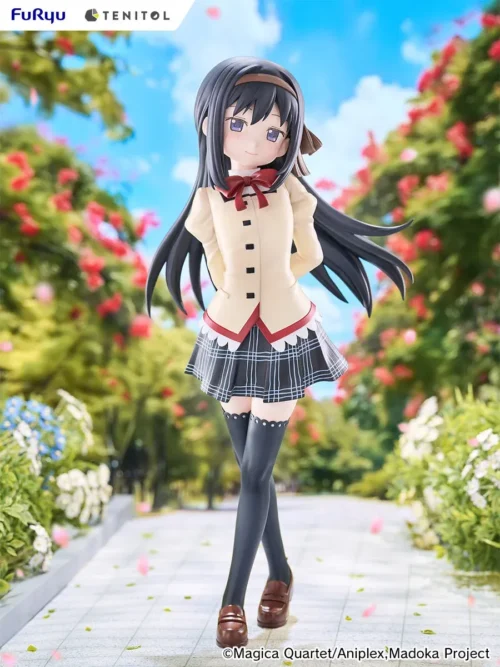 "Premium TENITOL TALL Homura Akemi collectible figure, showcasing her dynamic, graceful stance and iconic shield from Puella Magi Madoka Magica."
