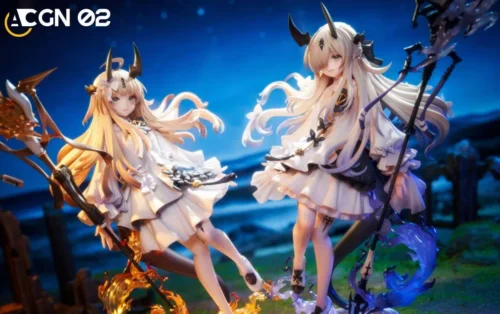 "Dynamic 1/7 Arknights Reed & Mudrock resin statue, a limited edition, hand-painted collectible showcasing intricate details of the heroines."