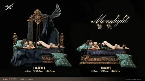 "Official Ghost Blade Feng Ling 'Bathed in Light' statue. Premium craftsmanship, ethereal design, flowing garments, serene expression."