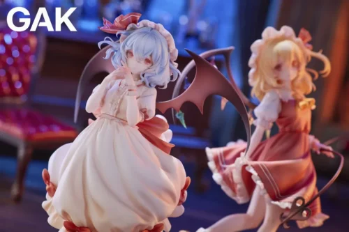 "Exquisite Touhou Scarlet sisters resin statue. Multiple angles reveal dynamic gothic elegance and intricate sculpt."