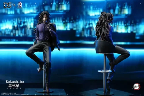 "Premium Demon Slayer Kokushibo Suit Version figure, showcasing his elegant dark suit and impressive dual interchangeable heads."