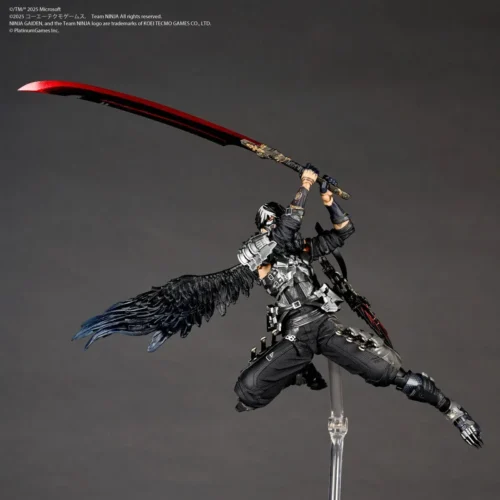 "Dynamic Yakumo action figure gallery by Kaiyodo Studio, revealing hyper-articulated joints, intricate ninja gear, and combat poses."