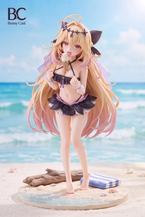 "Exclusive 1/6 Ruruka Swimsuit Ver. polystone statue, dynamically posing Ruruka in her vibrant swimsuit on a detailed beach base."