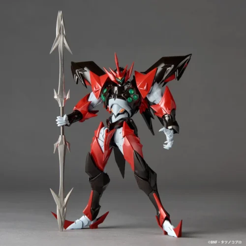 "Iconic Tekkaman Evil movable figure by Kaiyodo, showcasing its aggressive dark armor and unrivaled dynamic poseability for Space Knight Tekkaman Blade."