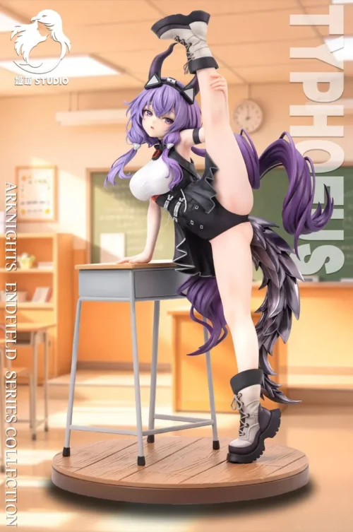 "Arknights Typhon 1/6 scale resin statue. Gallery shows exquisite sculpted details, interchangeable parts, and her enigmatic presence from all angles."