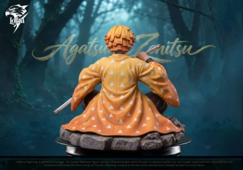 "Multiple views of the Limited Edition 1/6 Zenitsu Agatsuma Demon Slayer statue, detailing its serene pose, iconic haori, and intricate sculpting."