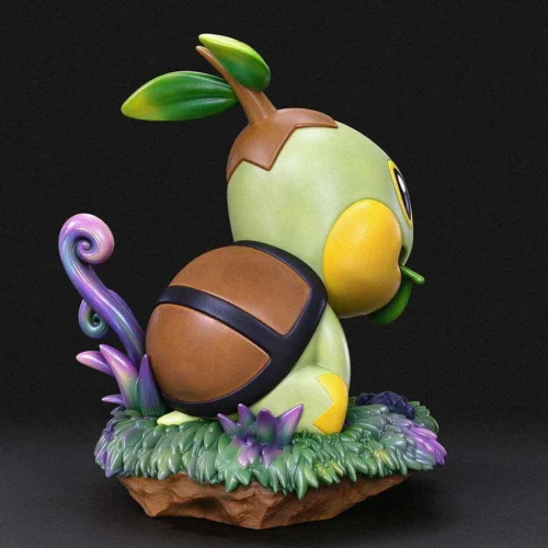 "See the charming miumiu Studio Turtwig Pokémon Statue from all angles, highlighting its serene miniature sculpt and tranquil, playful details."