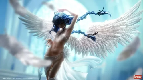 "Limited Edition Light-Up Angelic Roxy Migurdia Figure from various angles, showcasing her ethereal LED-illuminated transformation and intricate."