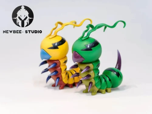 "Limited Edition Newbee Studio Digimon Kunemon & Dokunemon PU+Resin figure, showcasing vibrant detail on a natural base."