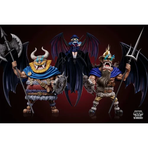 "YZ Studio One Piece Dorry & Brogy Black Transformation statue. Iconic giant duo in dynamic awakened battle pose, featuring dramatic energy effects."