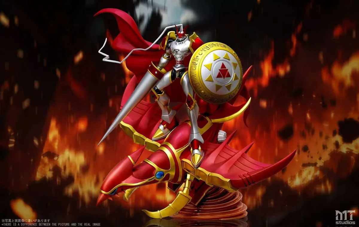 "Limited Edition Digimon Gallantmon and Grani premium resin statue, featuring the iconic duo in a dynamic, high-detail pose with powerful energy effect."
