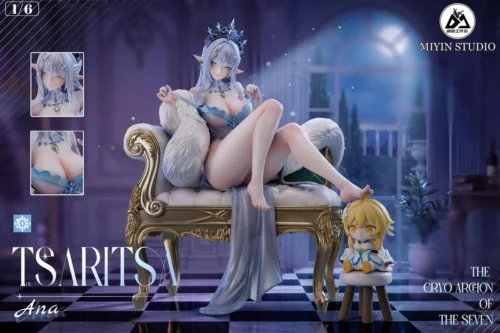 "Genshin Impact Ice Empress Anastasya 1/6 scale resin statue. Exquisite collectible showcasing her regal ice queen aesthetic with dynamic."