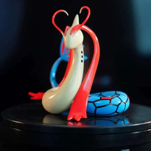 "Limited Edition Milotic Pokémon Resin Statue by LD Studio. Intricate sculpture details, elegant aquatic display, and dynamic water effects shown."