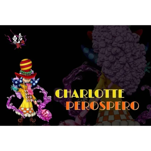Charlotte Perospero One Piece figure by A+ Studio features glossy candy effects, lollipop staff, yellow outfit, top hat, and purple syrup swirls.