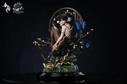 "Premium 1/4 scale Tian Yi He Oriental Fantasy Resin Statue. Ethereal female figure, flowing robes, intricate design featuring crane and lotus."