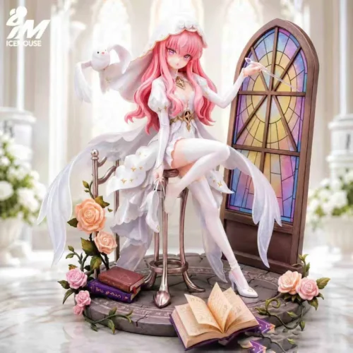 "Exquisite 1/6 scale Louise The Familiar of Zero statue, showcasing her elegant white dress and ethereal magical effects."