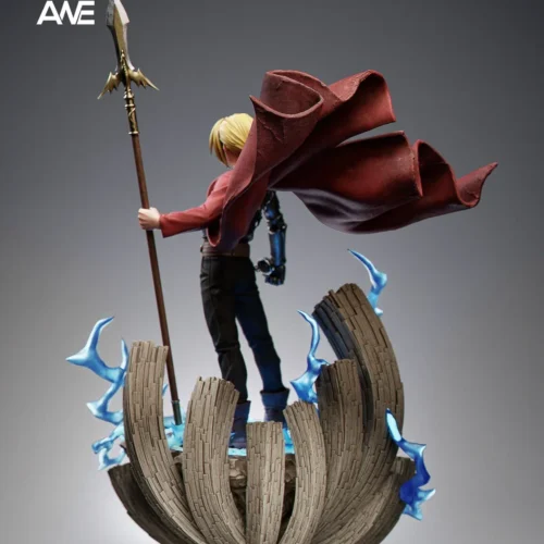 "Global Limited Edition Edward Elric Fullmetal Alchemist Resin Statue by ANE Studio. Dynamic pose, intricate automail, and battle stance details."