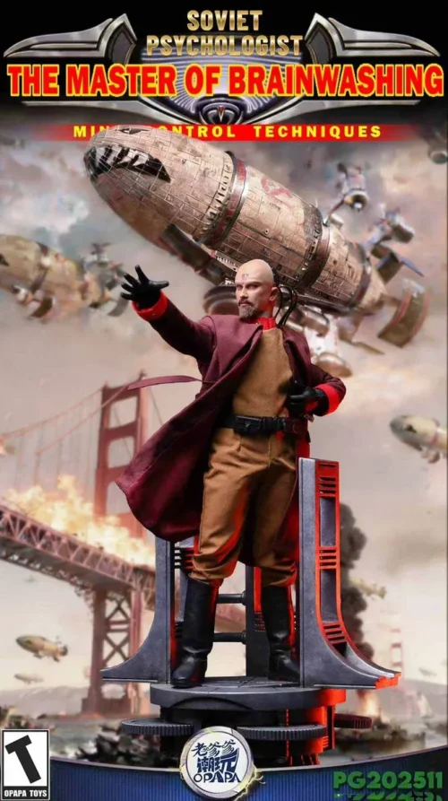 "Captivating 1/6 Yuri Red Alert 2 figure, showcasing his iconic menacing sci-fi aesthetic and a brilliant light-up psychic aircraft."