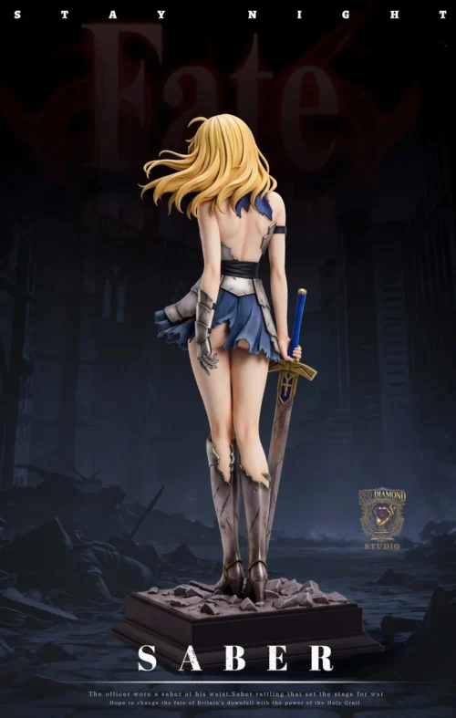 "Dynamic 1/6 scale Artoria Pendragon Fate statue by RED DIAMOND STUDIO, showcasing intricate armor details and a majestic pose from various angles."