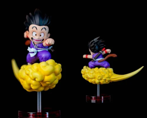 "Playful WCF Young Goku Nimbus figure statue, dynamically depicting his iconic first flight scene from Dragon Ball."