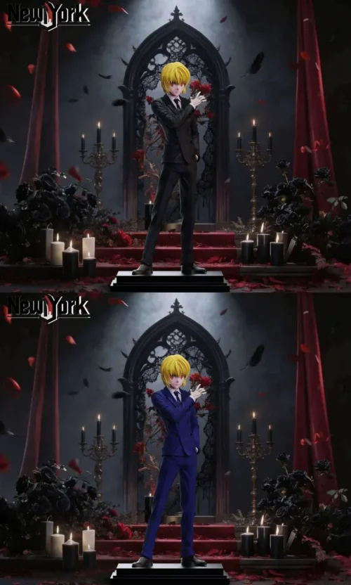 "Limited Edition Premium Hunter x Hunter Kurapika Suit 1/6 resin statue. Elegant Kurapika in a sharp suit, meticulously detailed, showing sophisticate."