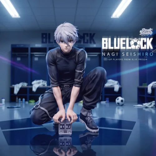 "1/6 Nagi Seishiro Blue Lock resin statue. Dynamic limited edition, sculpted to reveal soccer prowess from all angles."