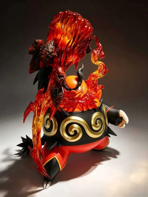 "Dynamic 1/20 Emboar Evolution Set Pokémon statue by Forging Artisan Studio, showcasing the complete line with vibrant skill effects."