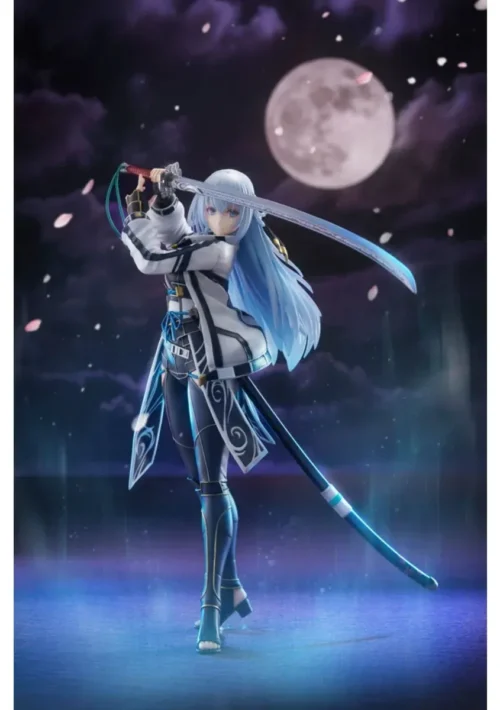 "Shizuna Rem Misurugi Kotobukiya statue captured in a dynamic warrior pose, showcasing exquisite detail, flowing attire, and heroic determination."