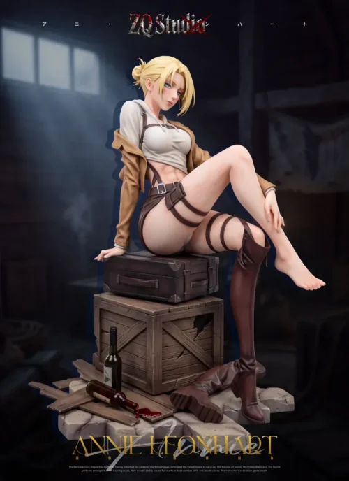 "Capture the allure of this exclusive ZQ Studio 1/6 Annie Leonhart 'Tipsy' Attack on Titan figure, showcasing her relaxed and intimate pose."