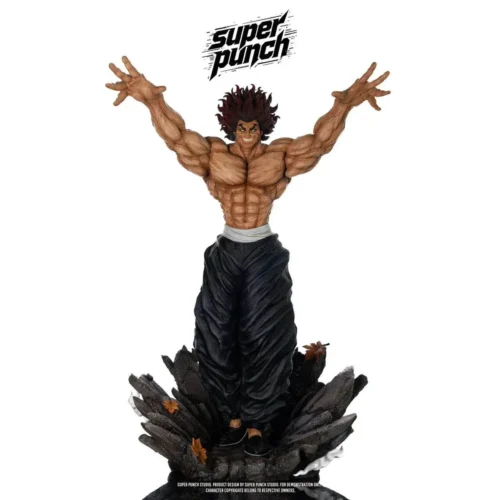 "Dynamic 1/6 & 1/4 Yujiro Hanma Baki resin statue by SuperPunch Studio. View its iconic, hyper-muscular sculpt from multiple angles."