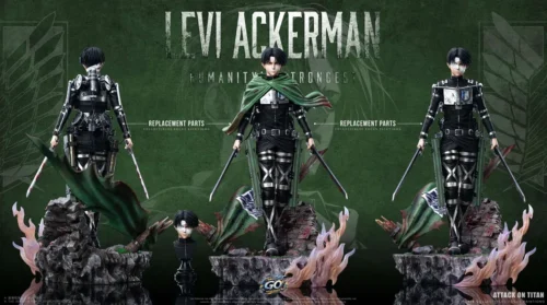 "Dynamic 1/6 Levi Ackerman Battle resin statue, a premium limited edition from Attack on Titan, showcasing his intense combat."